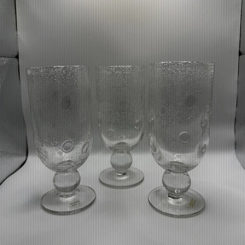 Southern Living Bella Luna Water Goblets/Glasses Bubble Glass 7.25